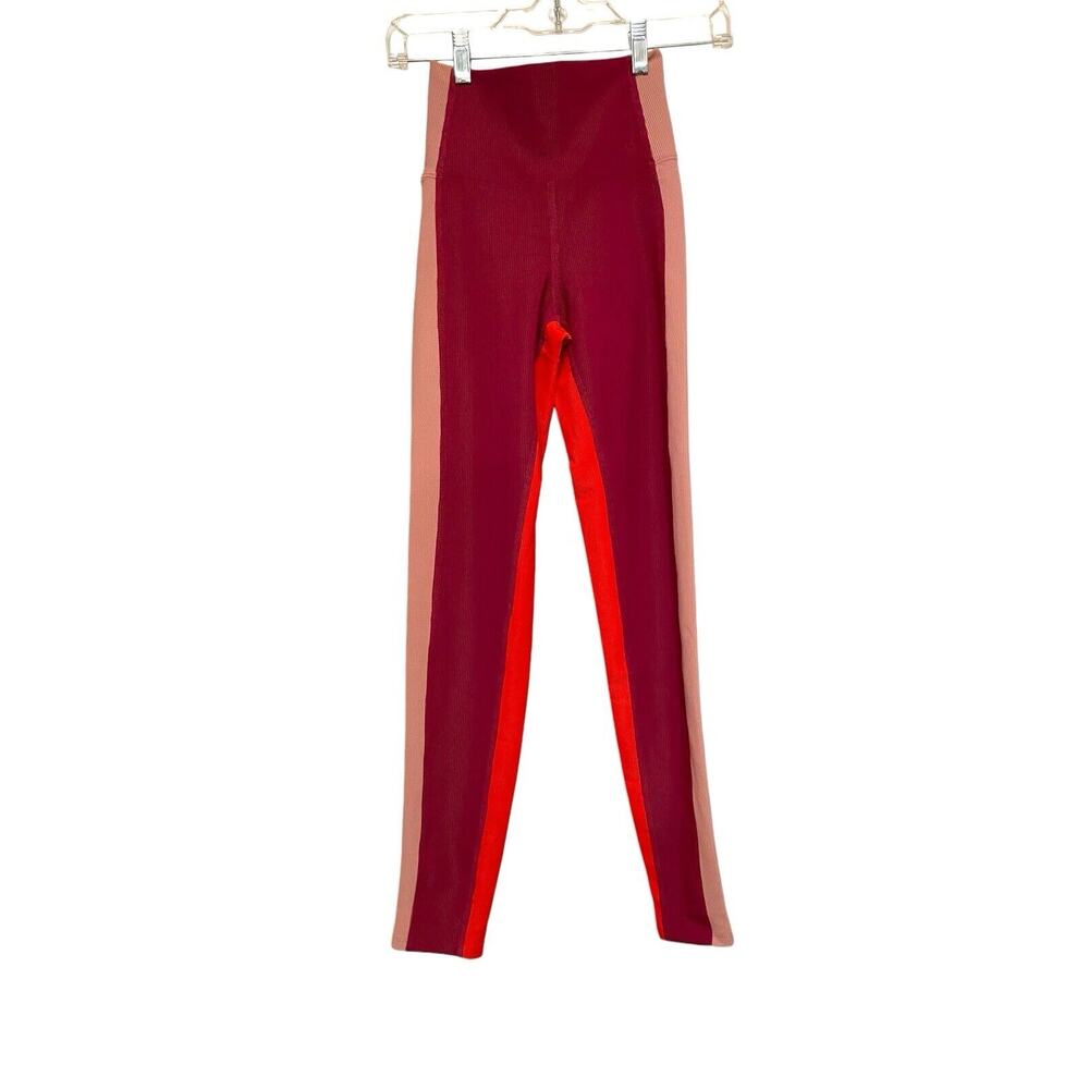 Beach‎ Riot Colorblock Rib Leggings Size XS Merlot Red High Waist Ankle Slim NWT